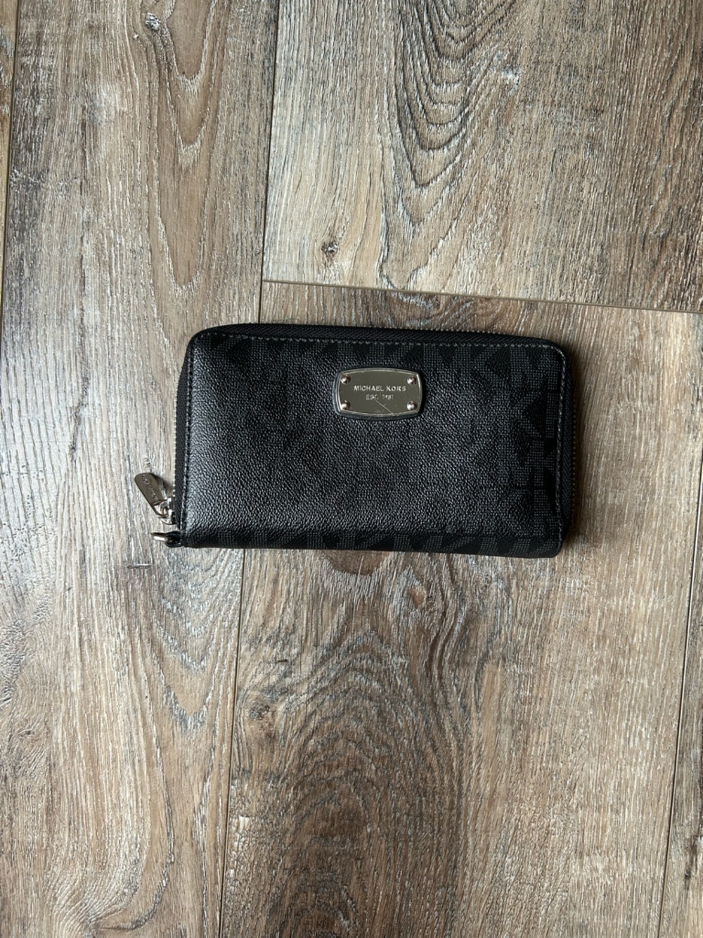 Michael Kors Black Signature Logo Zip Wallet